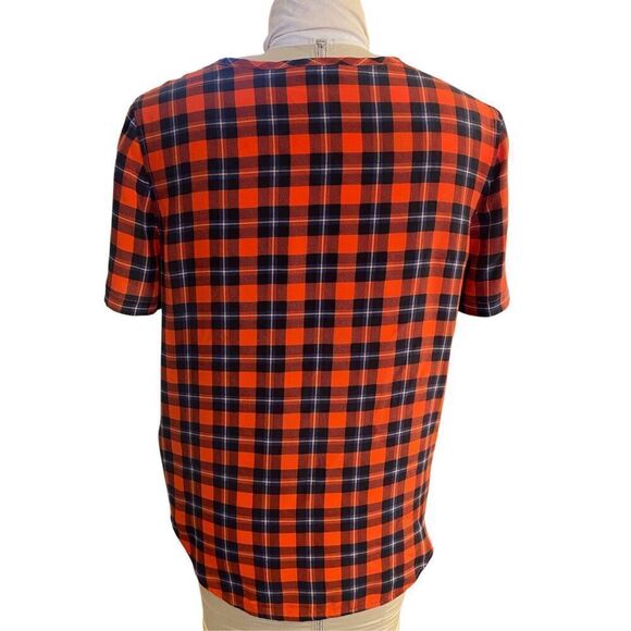 Equipment 100% Silk Red/Black/Blue Plaid Blouse Sz. M - Picture 5 of 10